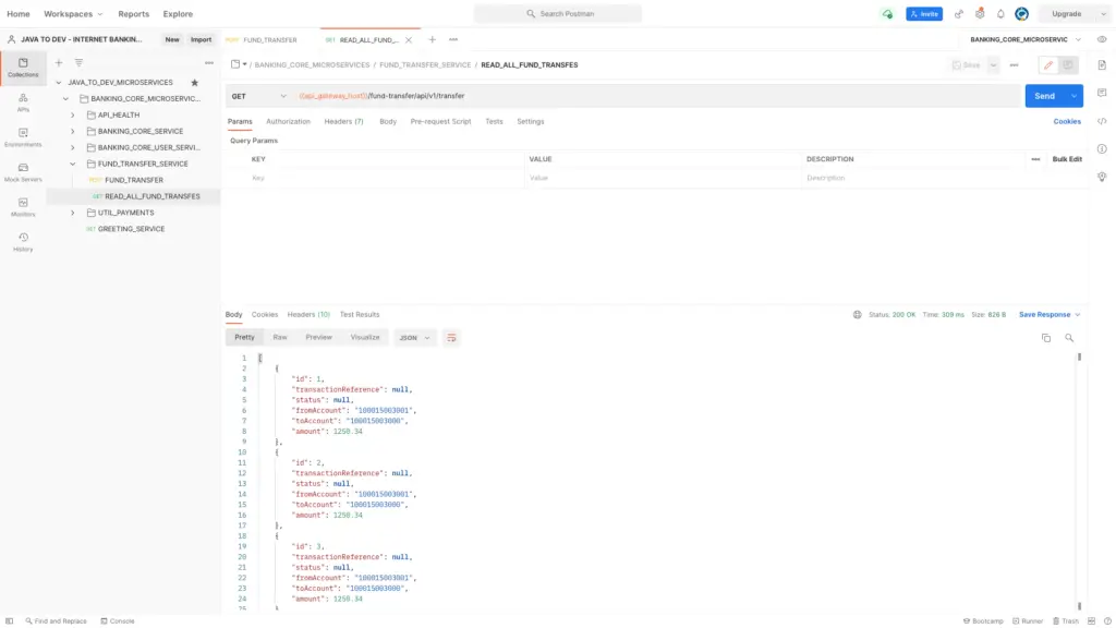 Read Fund Transfers - Fund Transfer Microservice