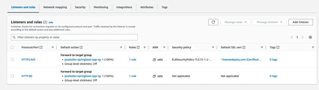 HTTP / HTTPS Listeners which forward traffic to the same target group