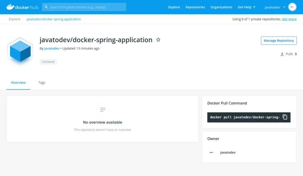Docker Hub Dashboard
